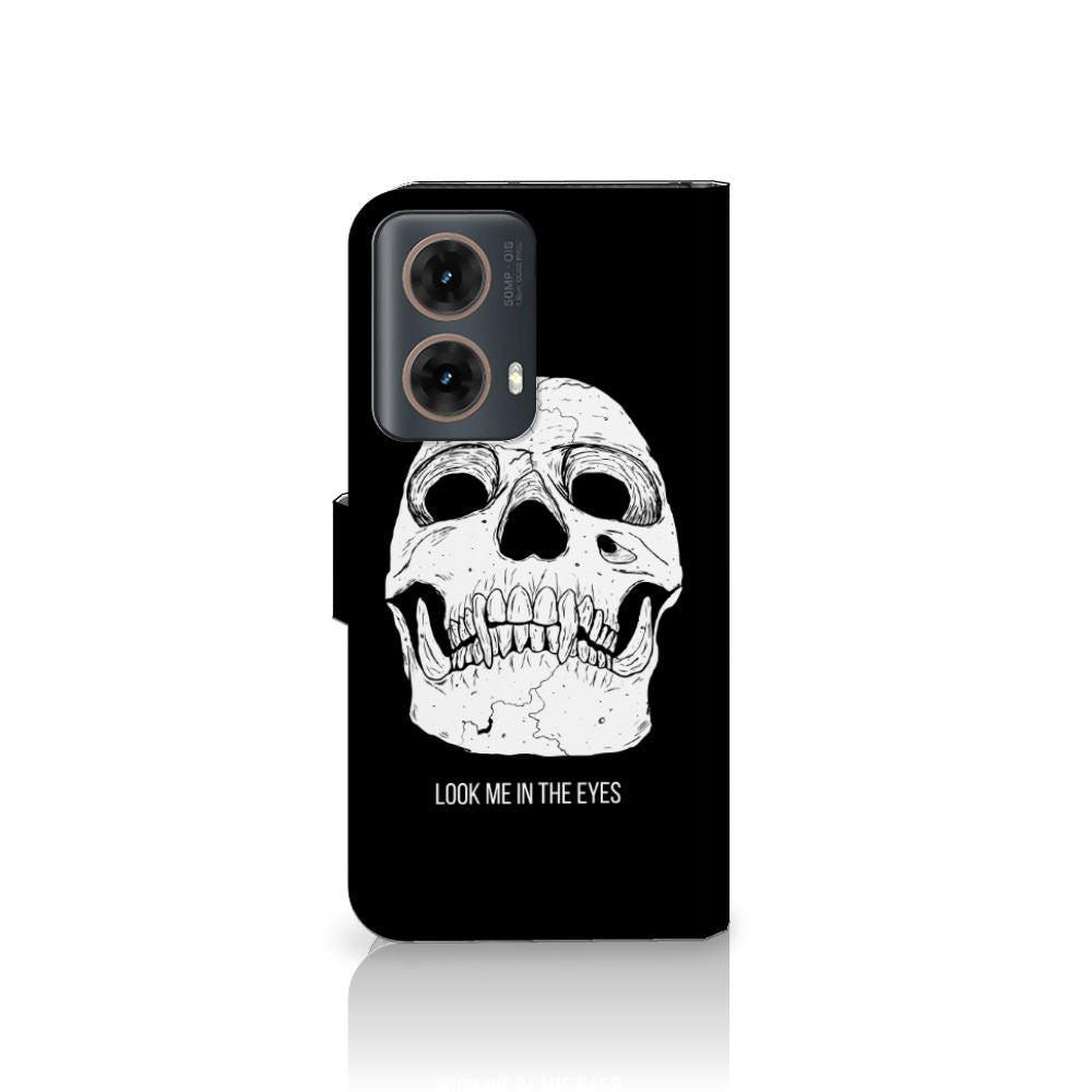 Telefoonhoesje met Naam Motorola Moto G85 Skull Eyes voorkant design skull