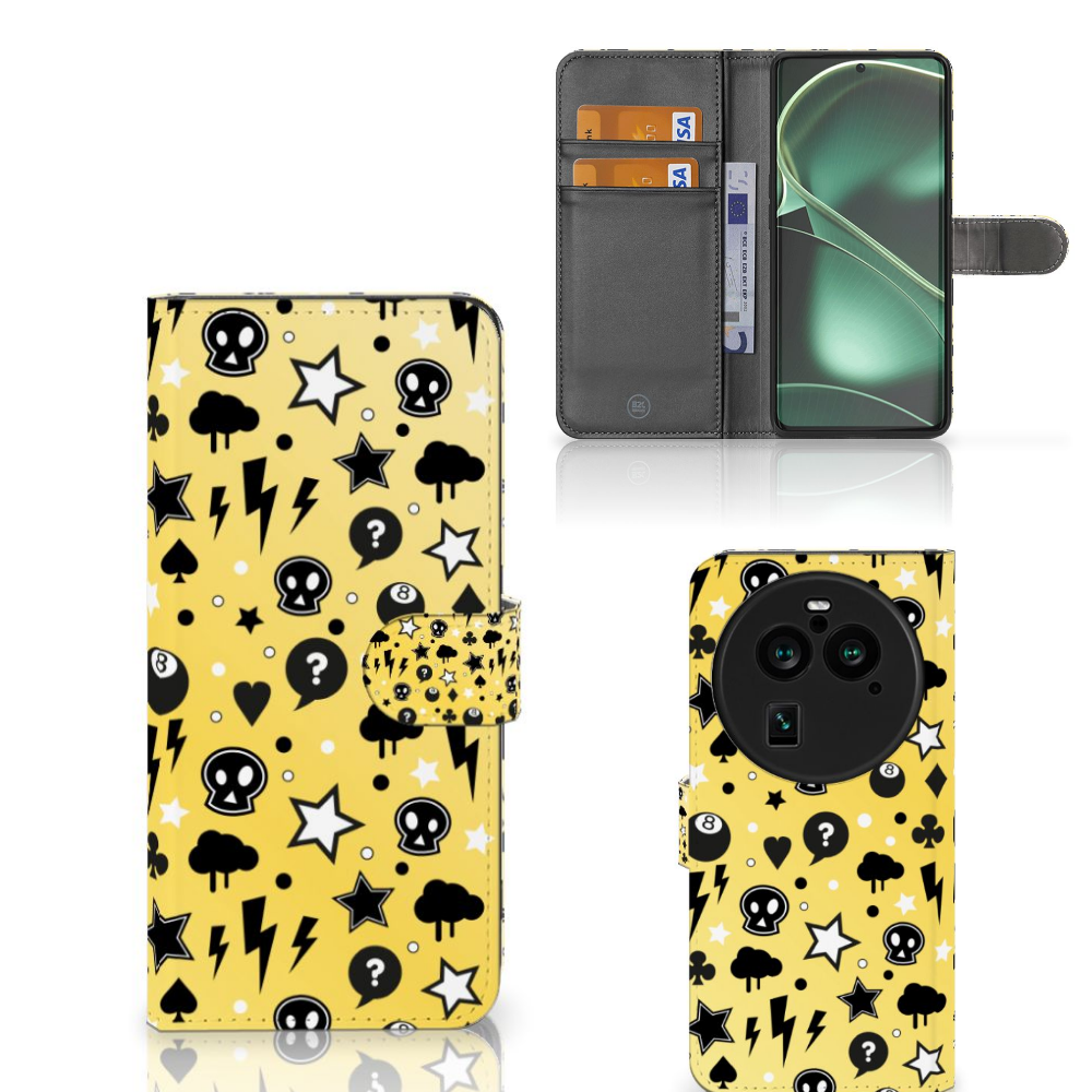 Telefoonhoesje met Naam OPPO Find X6 Pro Punk Geel design punk geel aanzicht