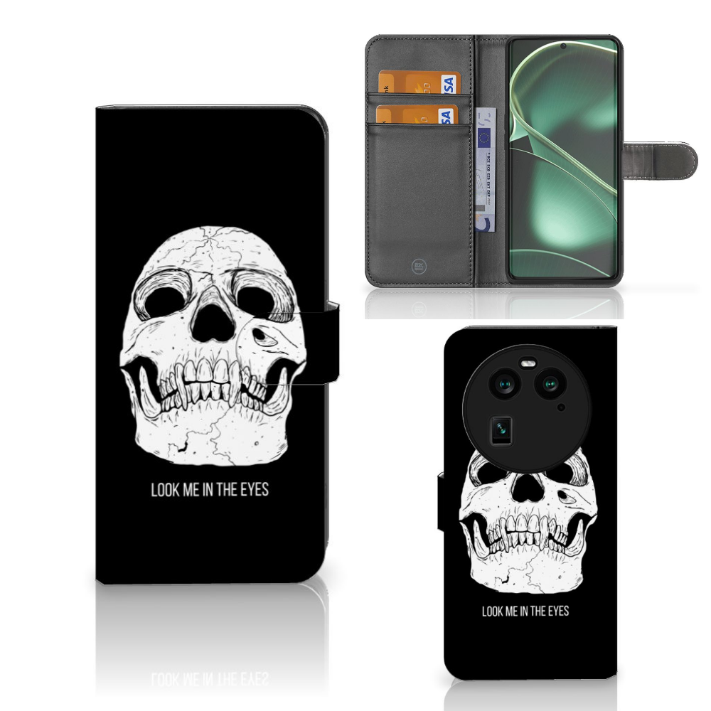 OPPO Find X6 telefoonhoesje met Naam Skull Eyes vooraanzicht zijkant binnenkant