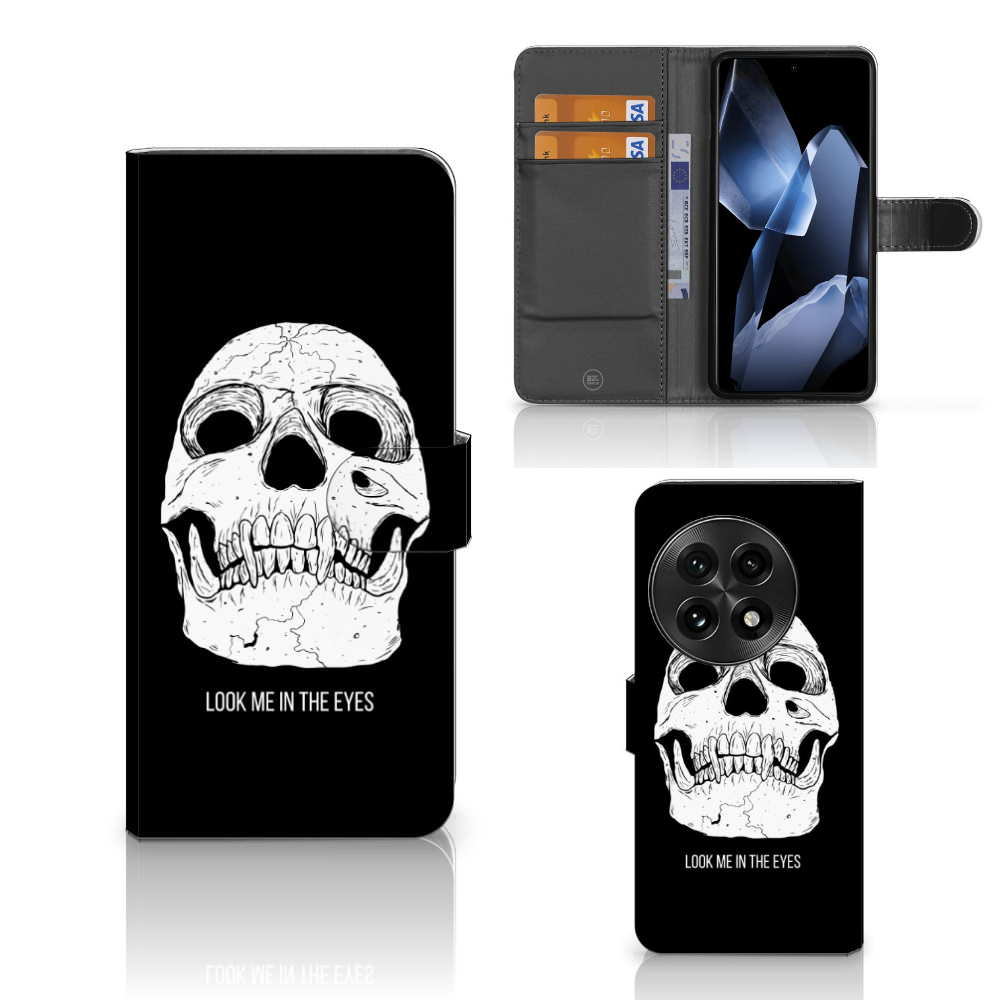 OnePlus 13 Telefoonhoesje met Naam Skull Eyes voorkant binnenkant zijaanzicht