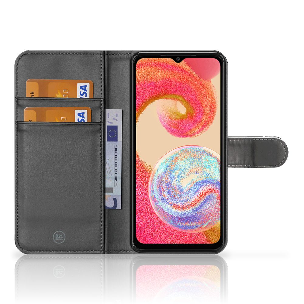 Telefoonhoesje met Naam Samsung Galaxy A04e Skull Eyes binnenkant met pasjes en telefoon