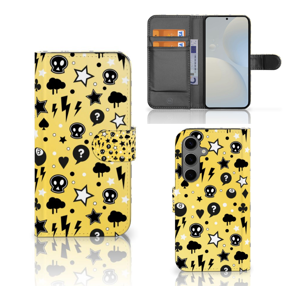 Samsung Galaxy S25 Telefoonhoesje met Naam Punk Geel voorzijde achterzijde binnenzijde