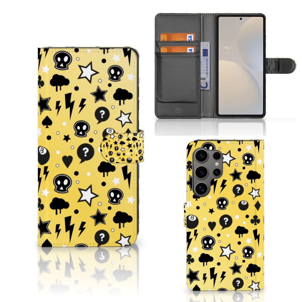 Samsung Galaxy S25 Ultra Telefoonhoesje met Naam Punk Geel voorkant binnenkant zijkant