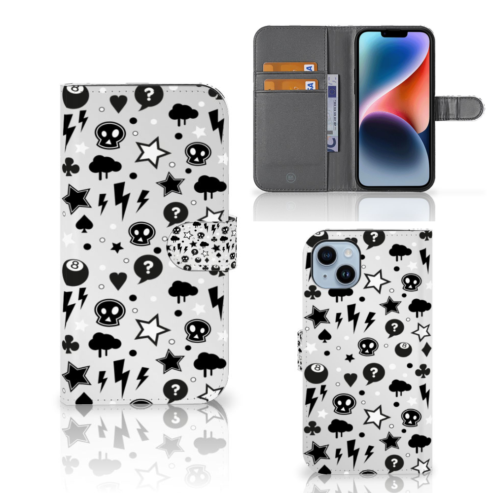iPhone 15 Plus Telefoonhoesje met Naam Silver Punk voorkant zijaanzicht