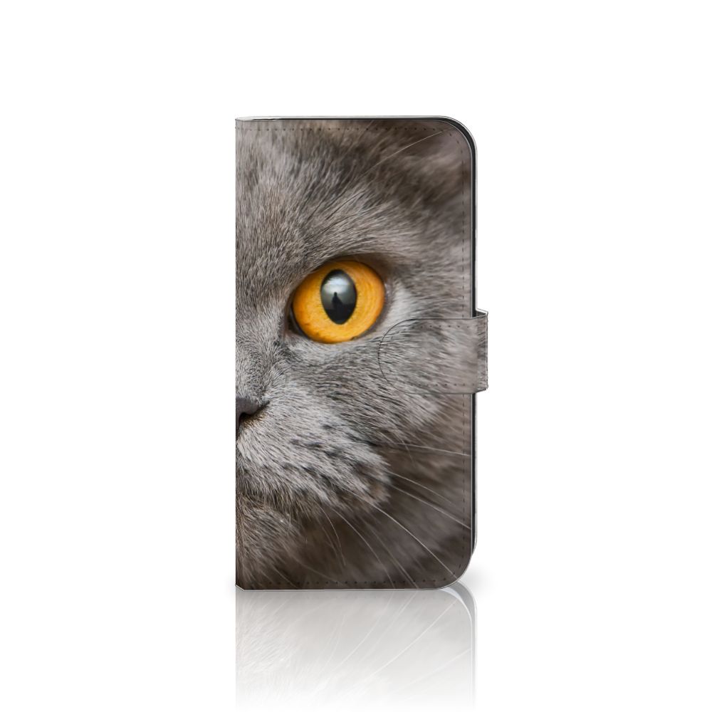 Telefoonhoesje met Pasjes Samsung Galaxy S25 Plus Britse Korthaar kattenoog designzijaanzicht