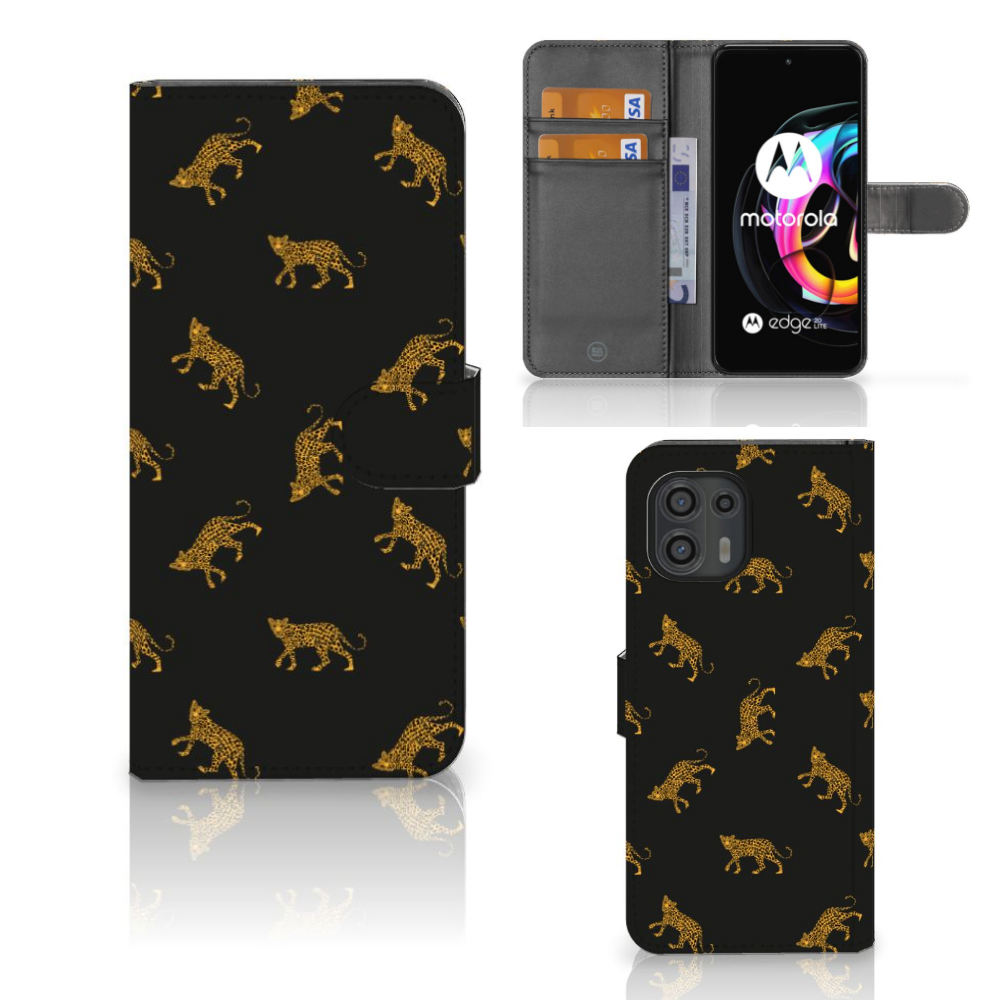 Telefoonhoesje met Pasjes voor Motorola Edge 20 Lite Leopards