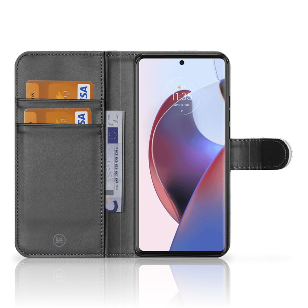 Motorola Edge 30 Ultra Telefoonhoesje met Pasjes Vlinder binnenkant met pasjes