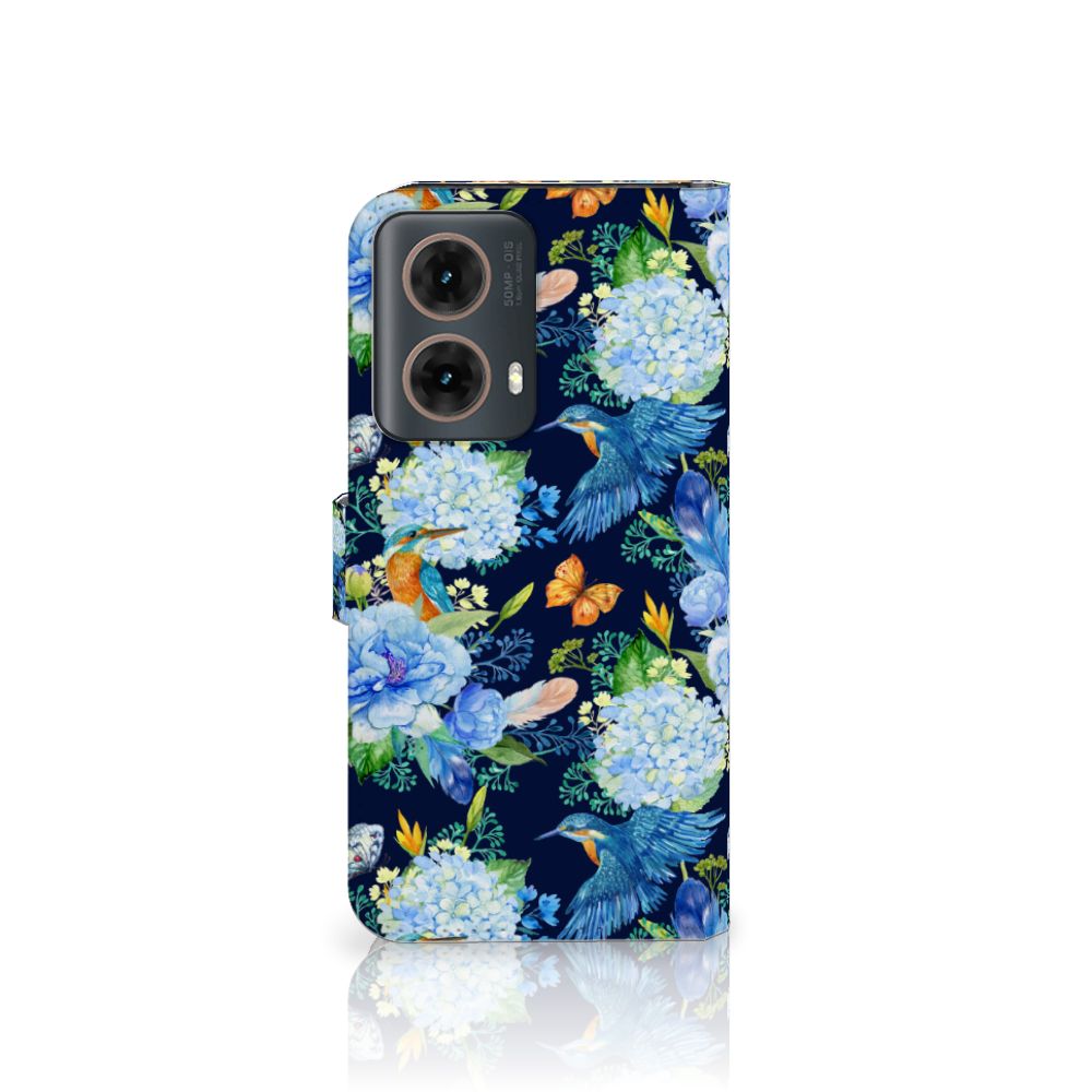 Motorola Moto G85 Telefoonhoesje met Pasjes IJsvogel aanzicht