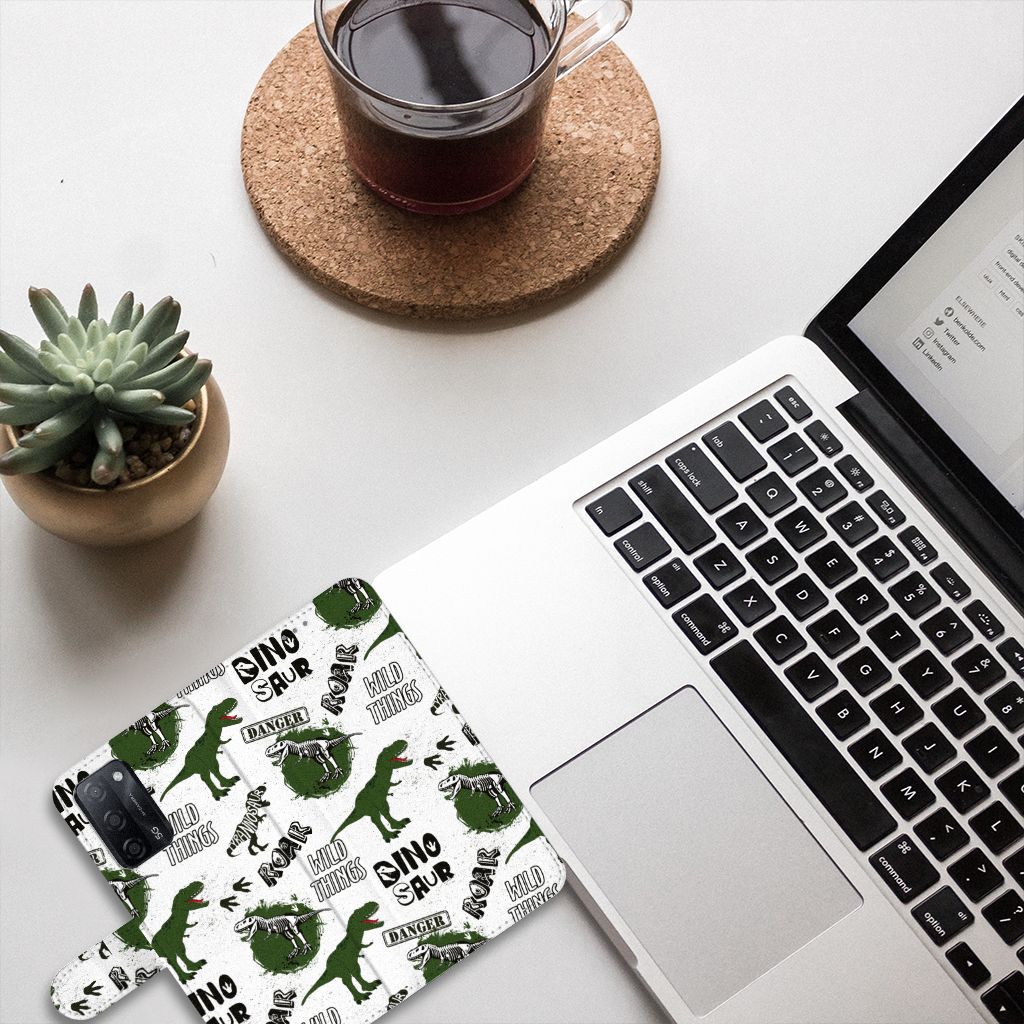 Telefoonhoesje met Pasjes voor OPPO A16/A16s/A54s Dinosaurus