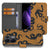 Telefoonhoesje met Pasjes voor OPPO Reno 13 Pro Snakes slangenprint goudbruin vooraanzicht