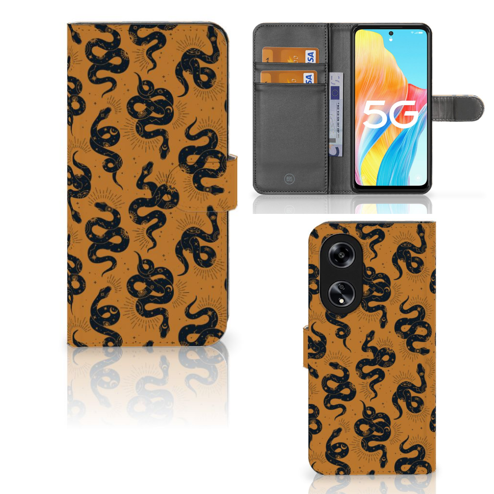 Telefoonhoesje met Pasjes voor OPPO Reno8 T 5G Snakes