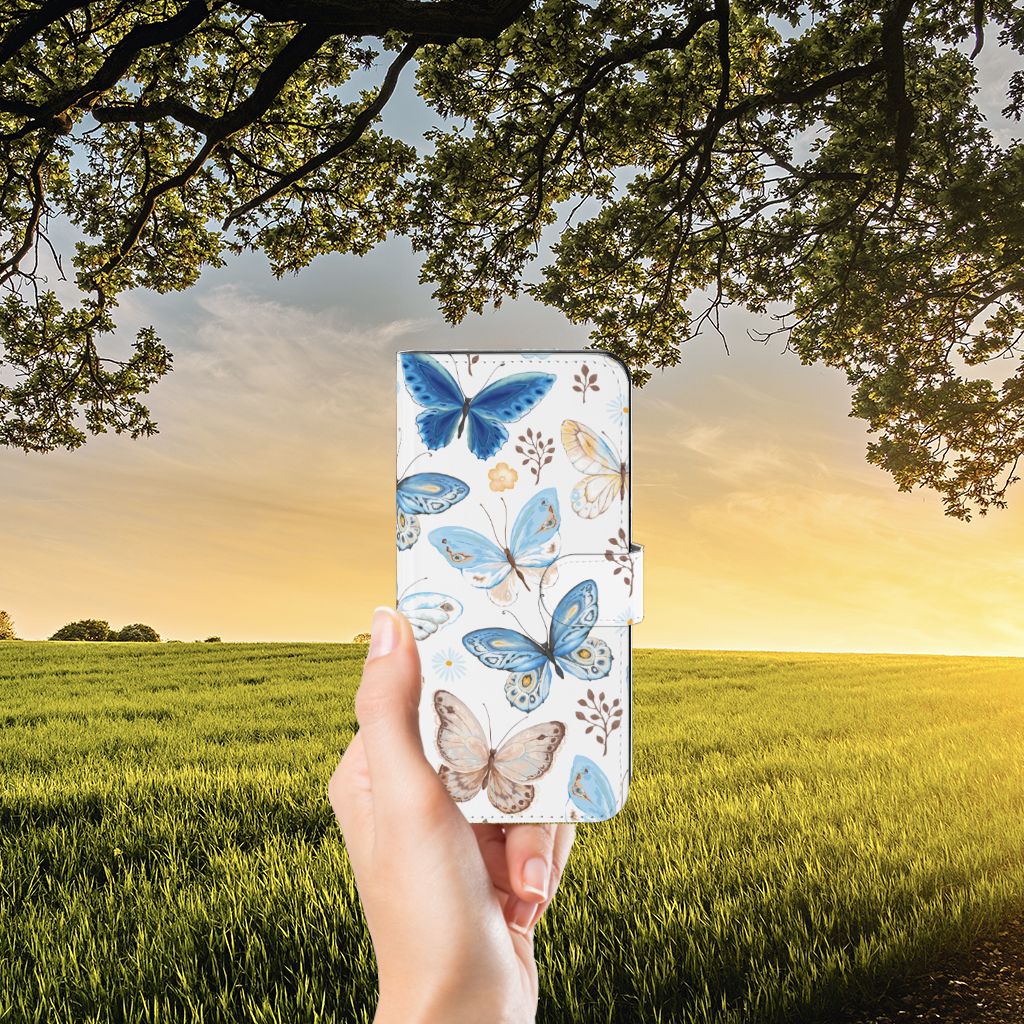 Telefoonhoesje met Pasjes voor OPPO Reno8 T 5G Vlinder met kleurrijke vlinderprints in het zonlicht