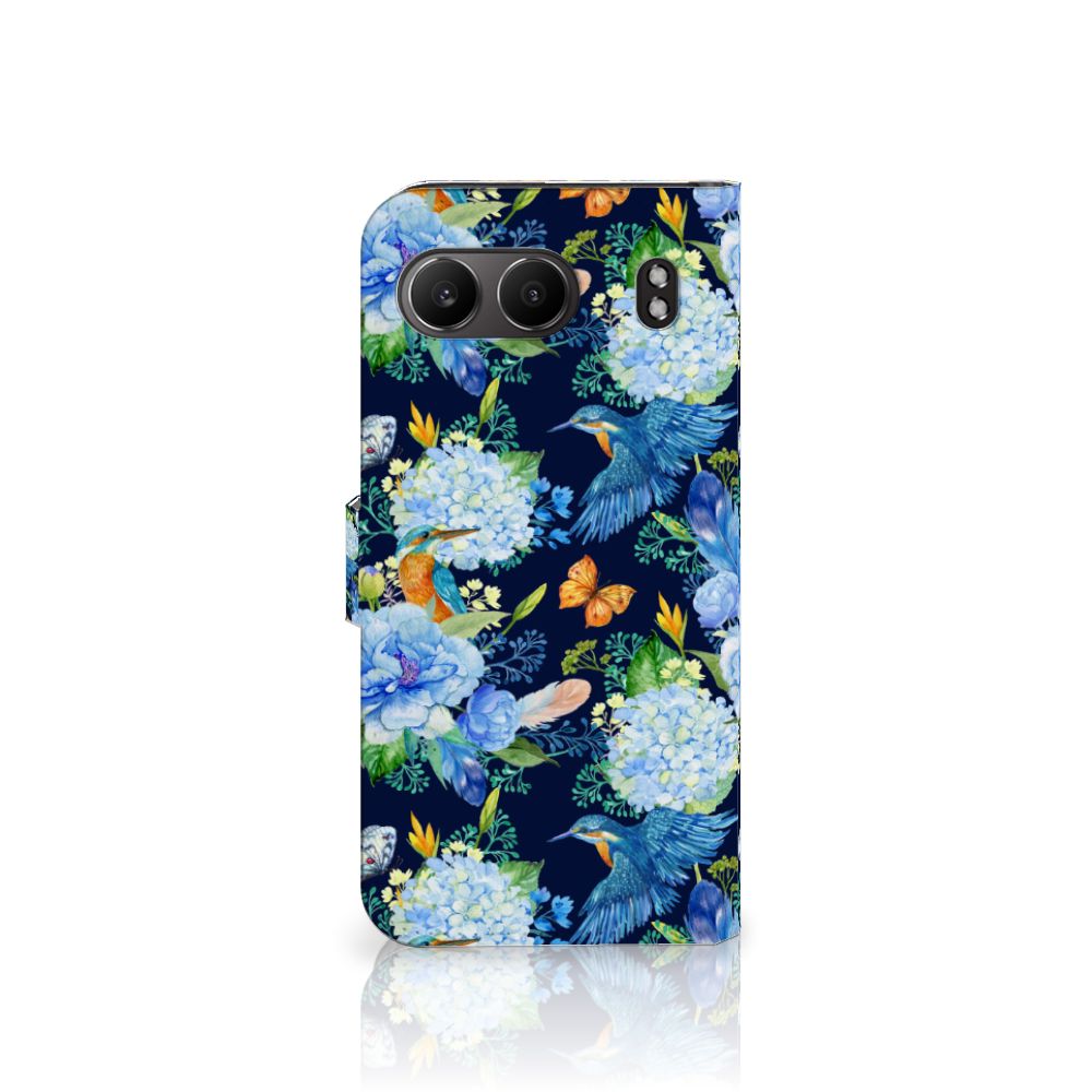 OnePlus Nord 4 Telefoonhoesje met Pasjes IJsvogel bloemen aanzicht