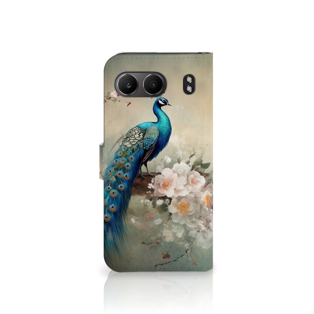 OnePlus Nord 4 Telefoonhoesje met Pasjes Vintage Pauwen voorkant