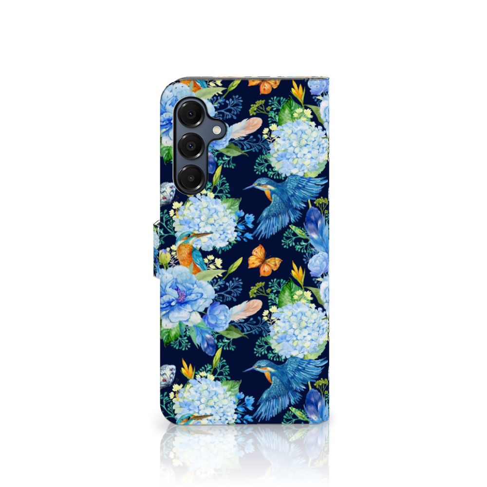 Samsung Galaxy A16 4G/5G Telefoonhoesje met Pasjes IJsvogel bloemen aanzicht
