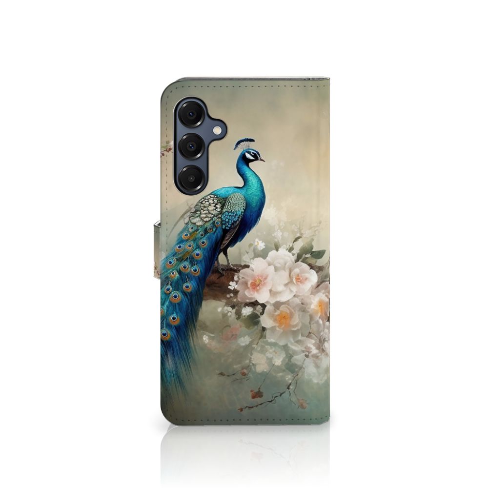 Samsung Galaxy A16 4G/5G Telefoonhoesje met Pasjes Vintage Pauwen voorkant