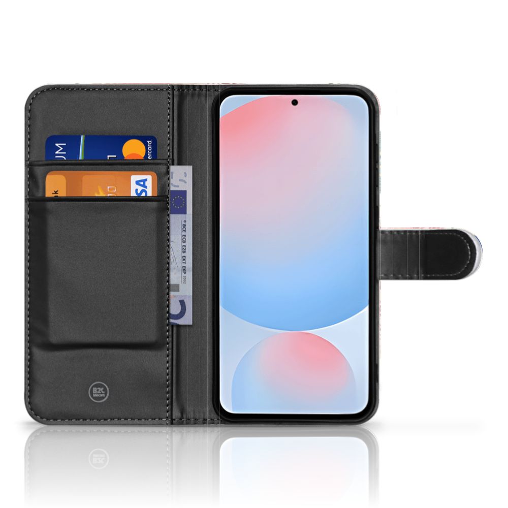 Samsung Galaxy A56 Telefoonhoesje met Pasjes Pink Peacock voorzijde
