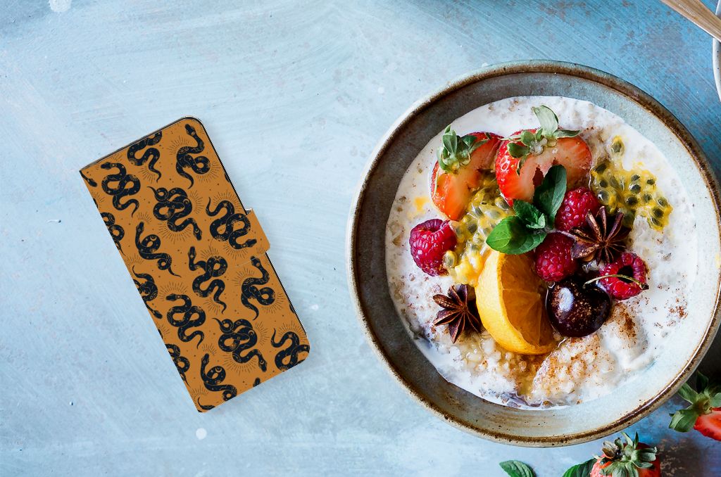 Samsung Galaxy M54 Telefoonhoesje met Pasjes Snakes bovenaanzicht