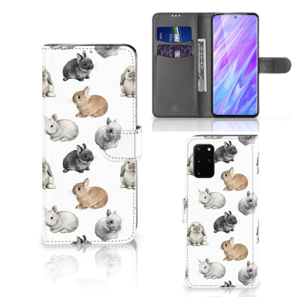 Telefoonhoesje met Pasjes voor Samsung Galaxy S20 Plus Konijntjes met schattige konijnen đ°.