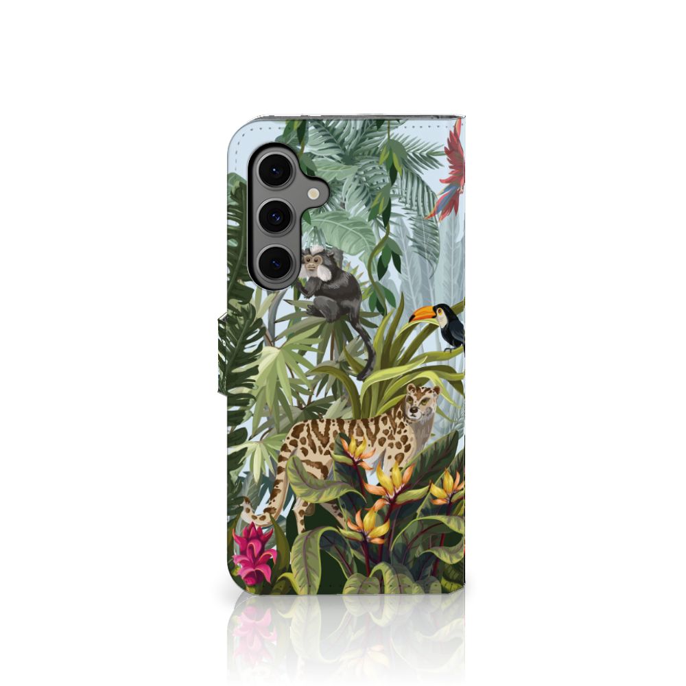 Samsung Galaxy S24 FE Telefoonhoesje met Pasjes Jungle dieren mooie kleuren