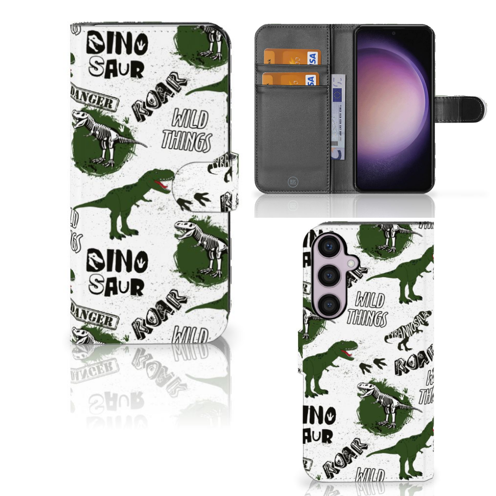 Telefoonhoesje met Pasjes voor Samsung Galaxy S24 Plus Dinosaurus