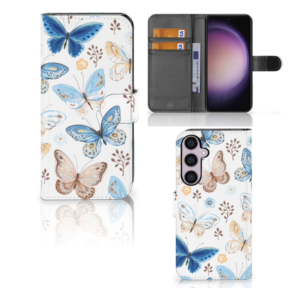 Samsung Galaxy S24 Plus Telefoonhoesje met Pasjes Vlinder design aanzicht