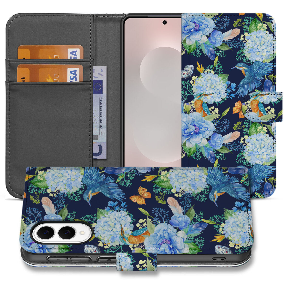 Samsung Galaxy S25 Edge Telefoonhoesje met Pasjes IJsvogel aanzicht