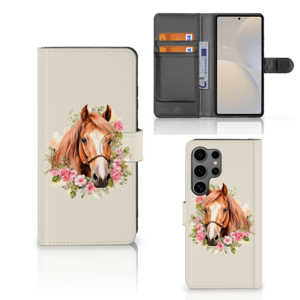 Samsung Galaxy S25 Ultra Telefoonhoesje met Pasjes Paard aanzicht