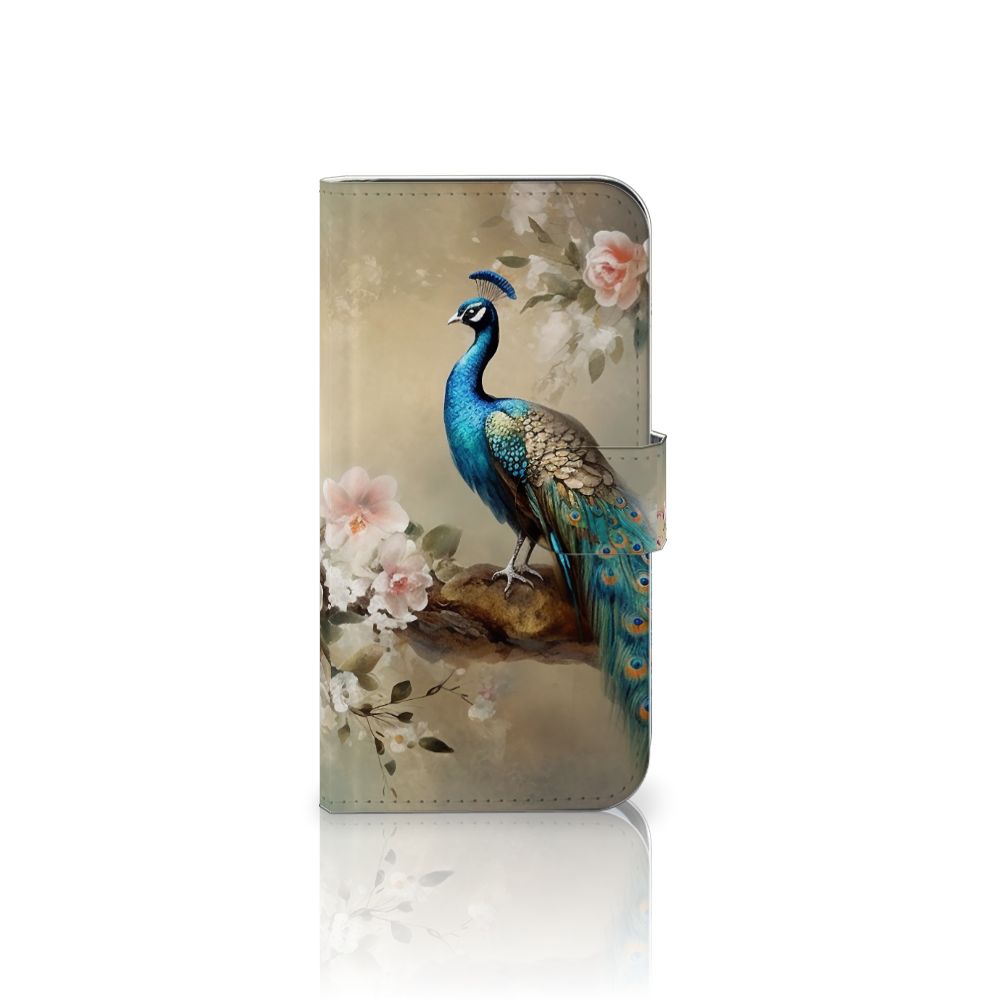 Samsung Galaxy S25 Telefoonhoesje met Pasjes Vintage Pauwen voorkant