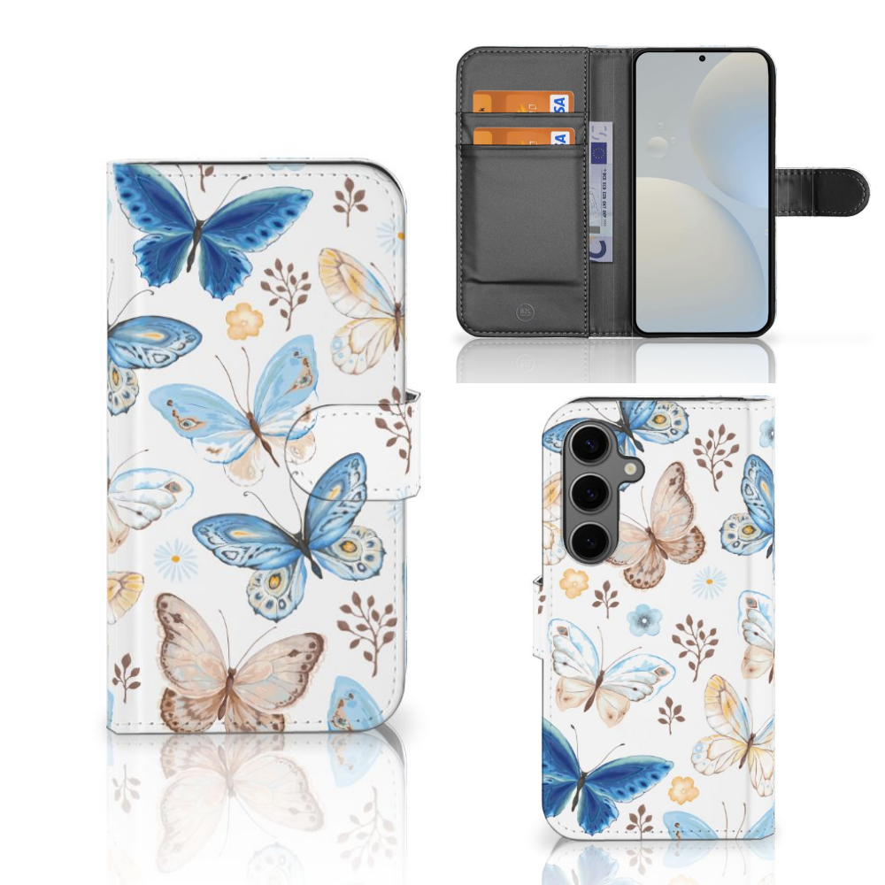 Samsung Galaxy S25 Telefoonhoesje met Pasjes Vlinder voorkant achterkant binnenkant