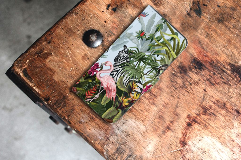 Samsung Galaxy Xcover 7 Telefoonhoesje met Pasjes Jungle design bovenaanzicht