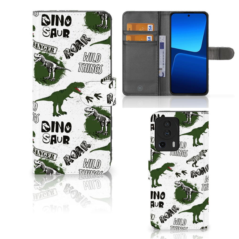 Xiaomi 13 Lite Telefoonhoesje met Pasjes Dinosaurus ontwerp voorzijde