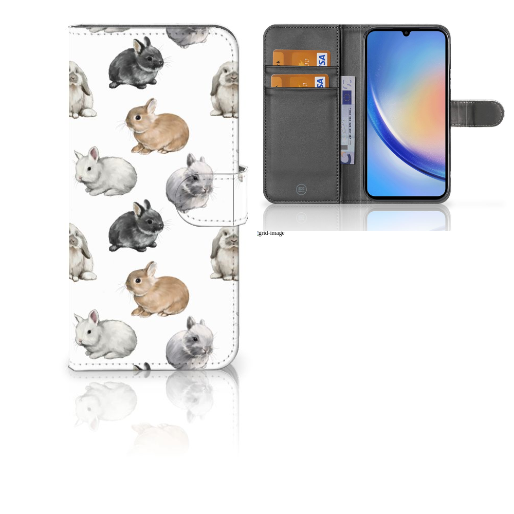 Xiaomi Redmi Note 12 Pro Plus Telefoonhoesje met Pasjes Konijntjes voorkant en binnenkant