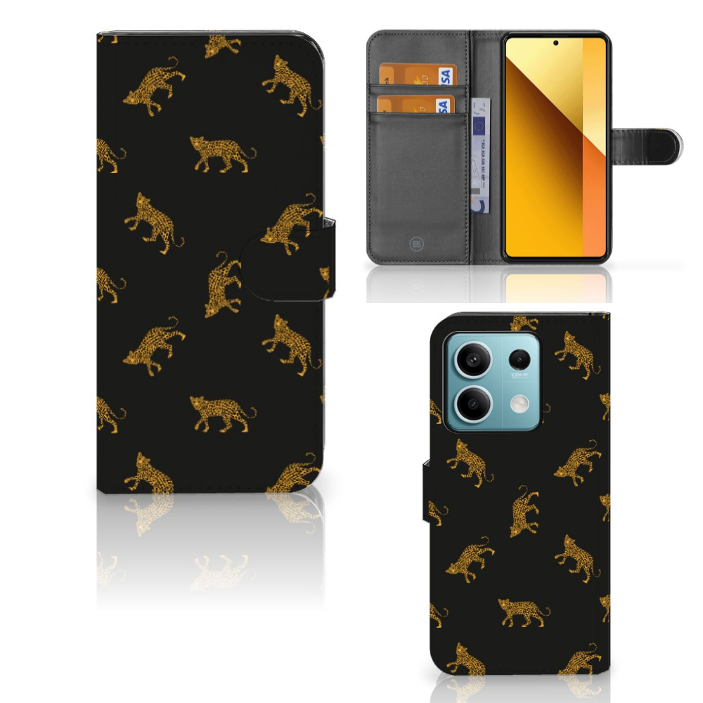 Xiaomi Redmi Note 13 5G Telefoonhoesje met Pasjes Leopards anzicht