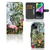 Telefoonhoesje met Pasjes voor iPhone 15 Jungle met tropische dieren zoals flamingo's, apen en een luipaard đĻ.