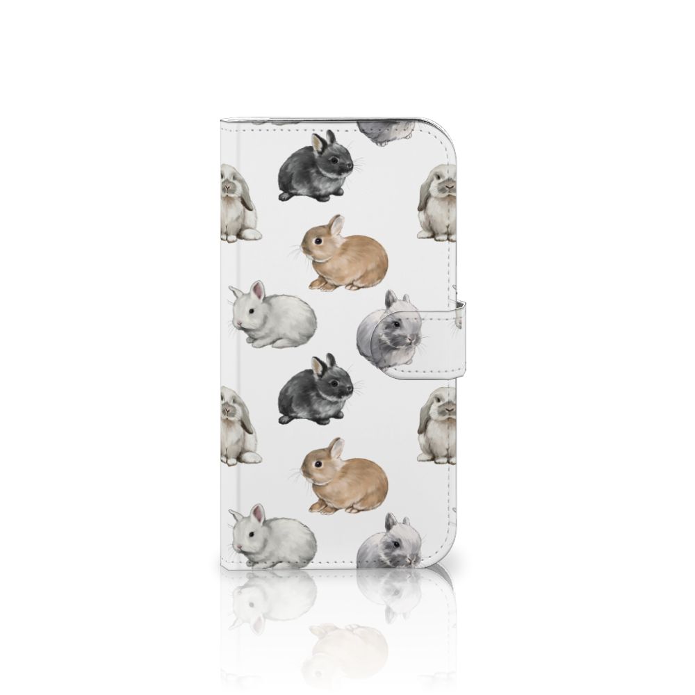 iPhone 16 Plus Telefoonhoesje met Pasjes Konijntjes design voorkant
