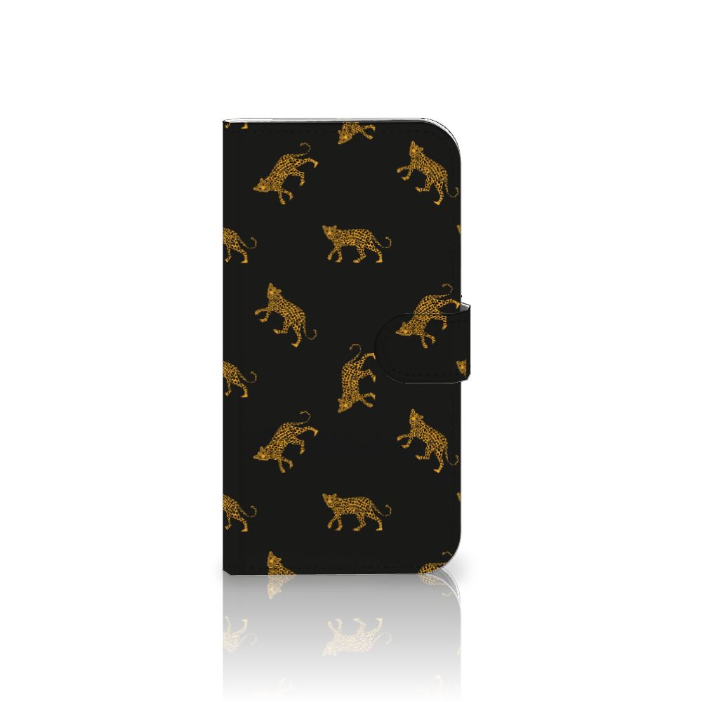 iPhone 16 Plus Telefoonhoesje met Pasjes Leopards zijaanzicht