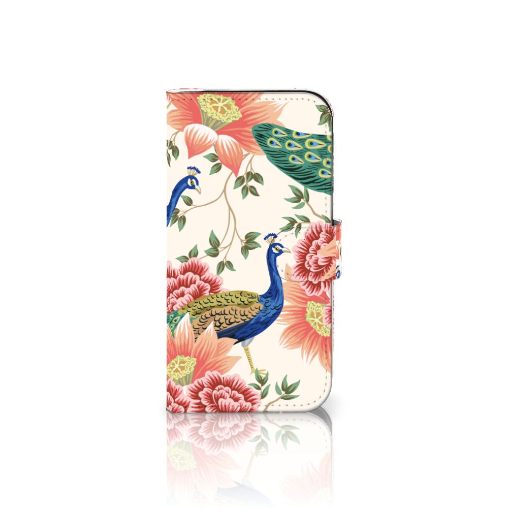 iPhone 16 Pro Telefoonhoesje met Pasjes Pink Peacock voorkant