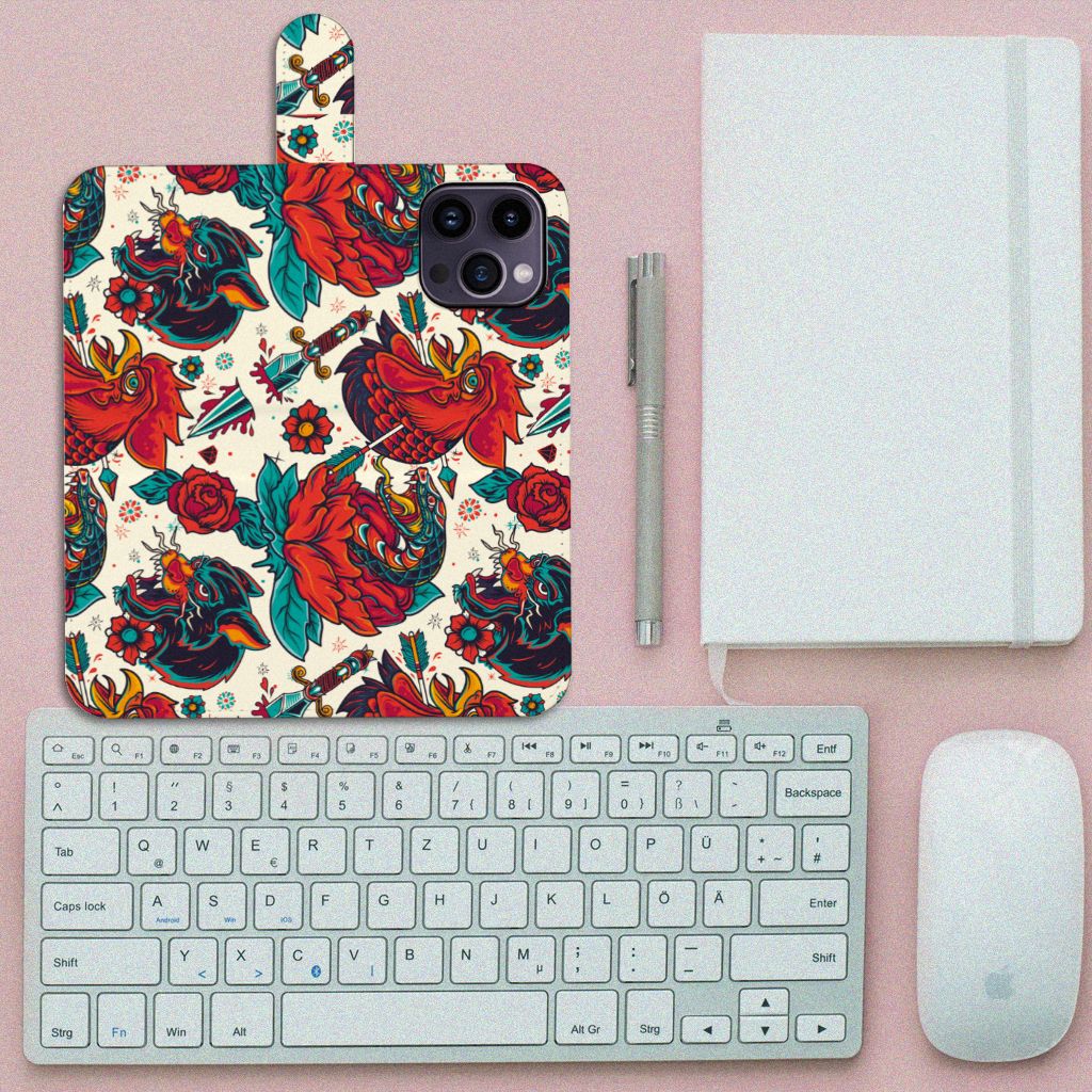 Telefoonhoesje met foto voor iPhone 15 Pro Max Old Skool met vintage tattoo design 🌹