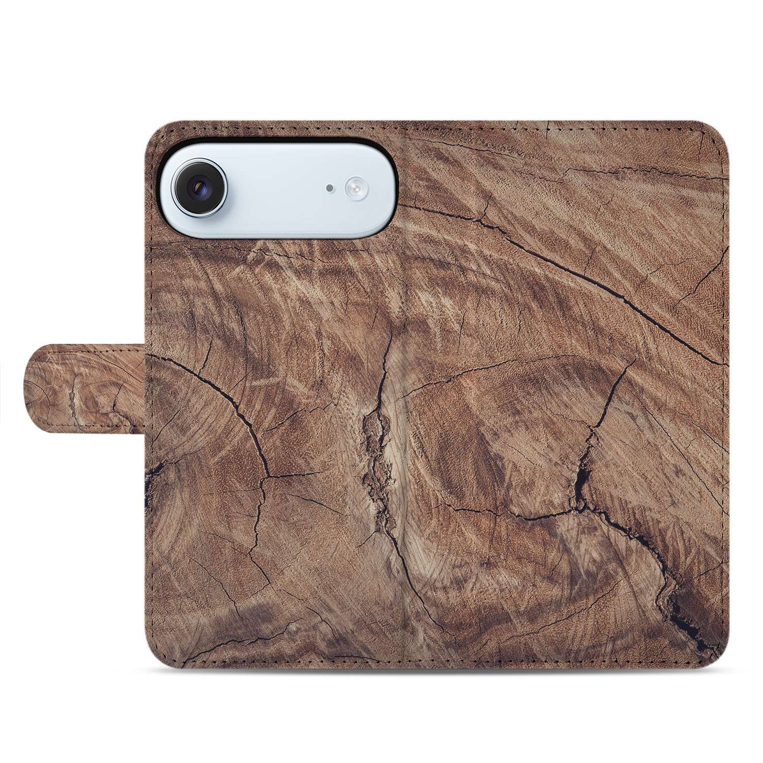 Tree Trunk Hoesje Voor iPhone Air Bookcase Met Pasjeshouder Bruine Houtnerf Ruig En Rustiek voorzijde