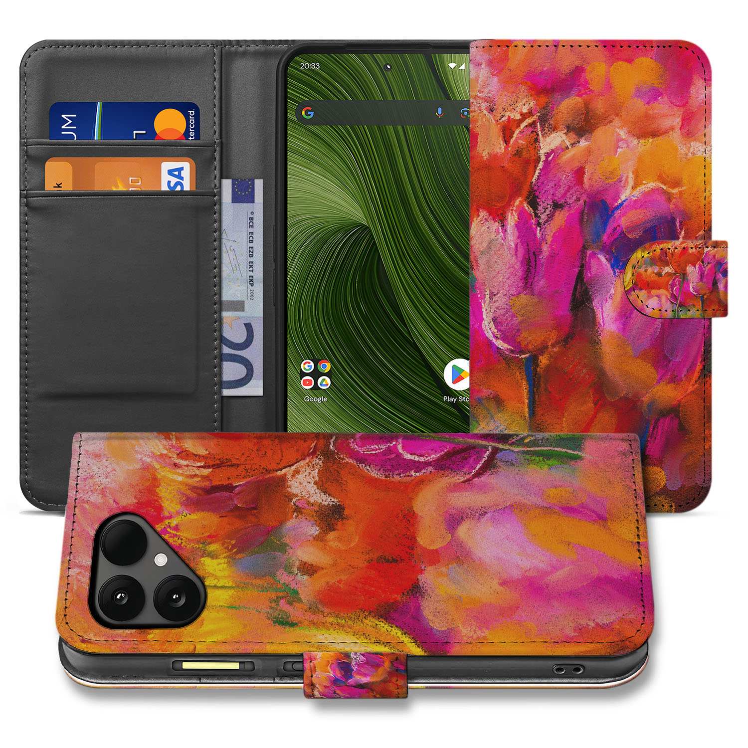 Tulips Fairphone 6 Book Case tulpen watercolor design vooraan