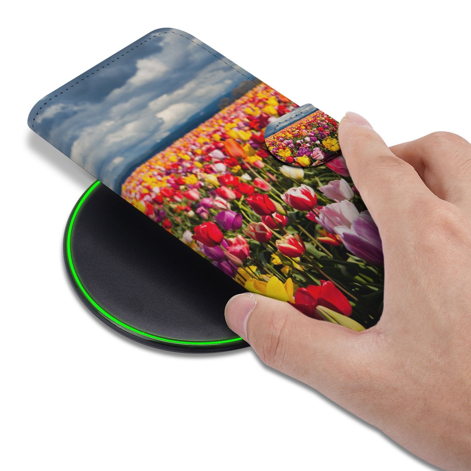 Tulpen Motief Hoesje Voor iPhone Air Book Case hand bloem motief
