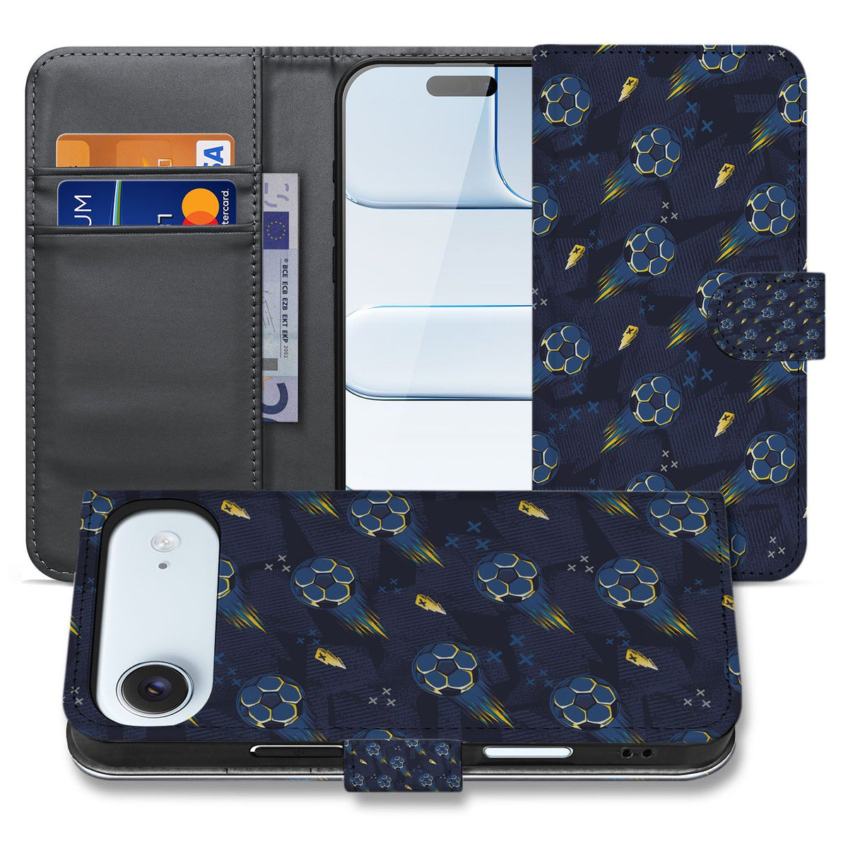Apple iPhone Air Voetbal Design Hoesje voor Apple iPhone Air Book Case aanzicht