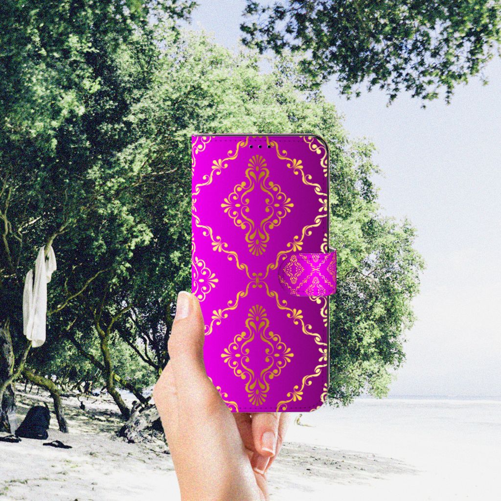 Wallet Case Motorola Edge 30 Pro Barok Roze roze design hand uitzicht