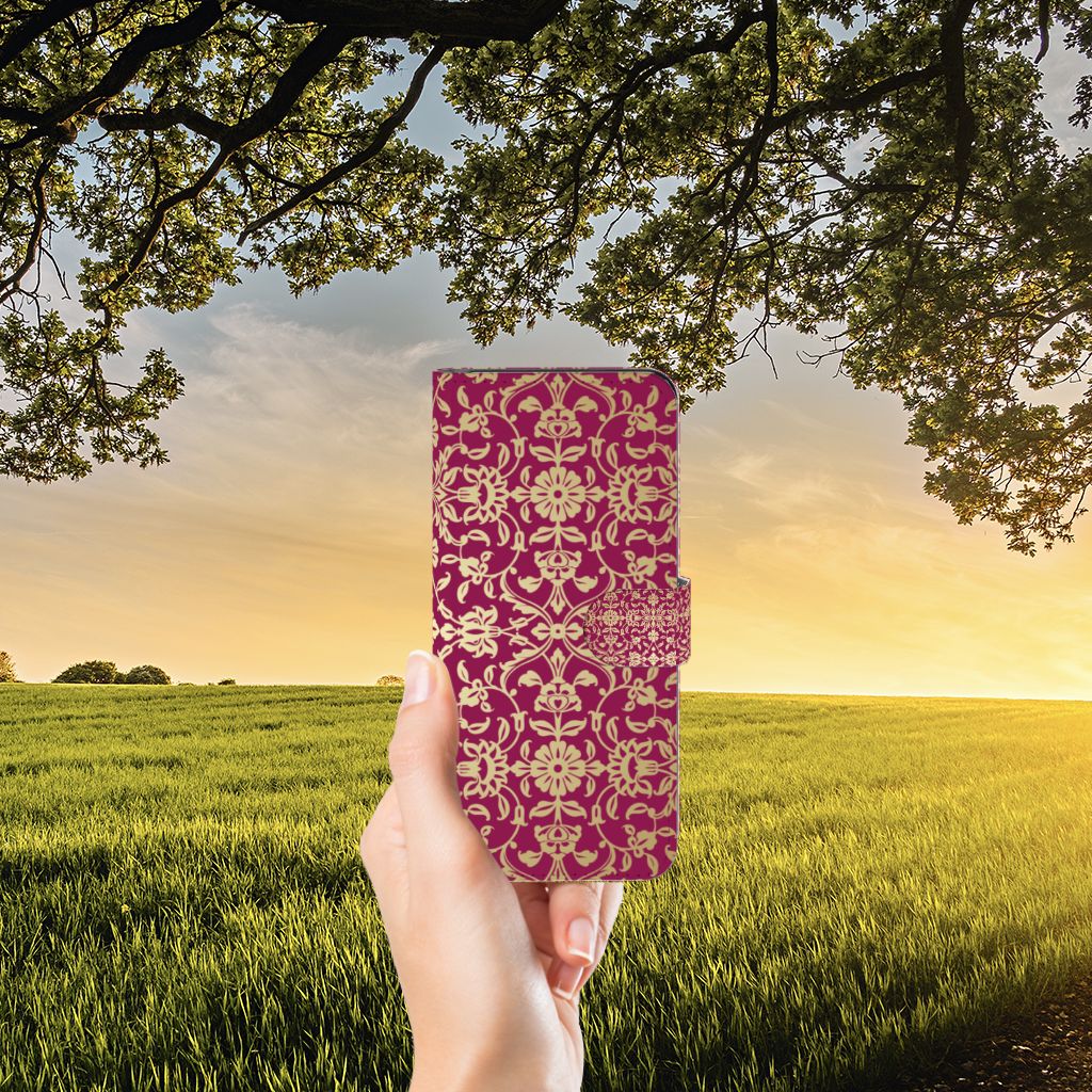 Samsung Galaxy M14 Wallet Case Barok Pink design hand natuur