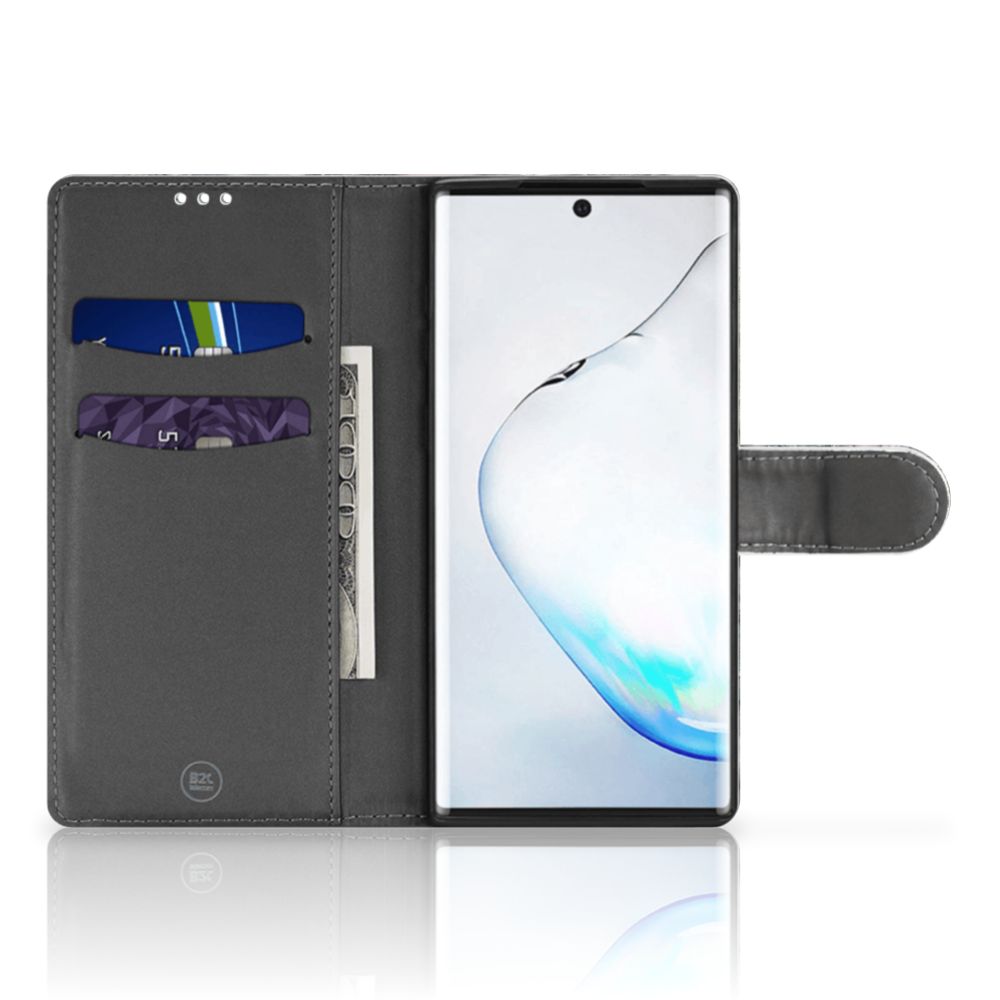 Wallet Case met Pasjes Samsung Galaxy Note 10 Spijkerbroeken met ruimte voor pasjes en geld, stijlvol en functioneel.