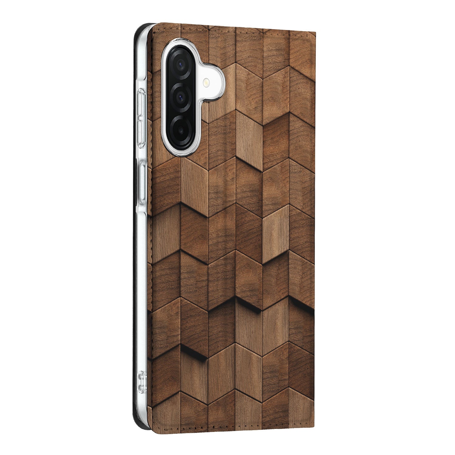 Samsung Galaxy A26 Wallet Case Wooden Cubes zijaanzicht