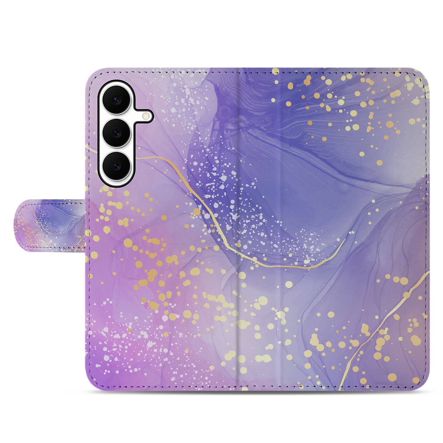 Samsung Galaxy S25 FE Watercolor Paars Hoesje PU-Leer Met 3 Pasjes voorkant