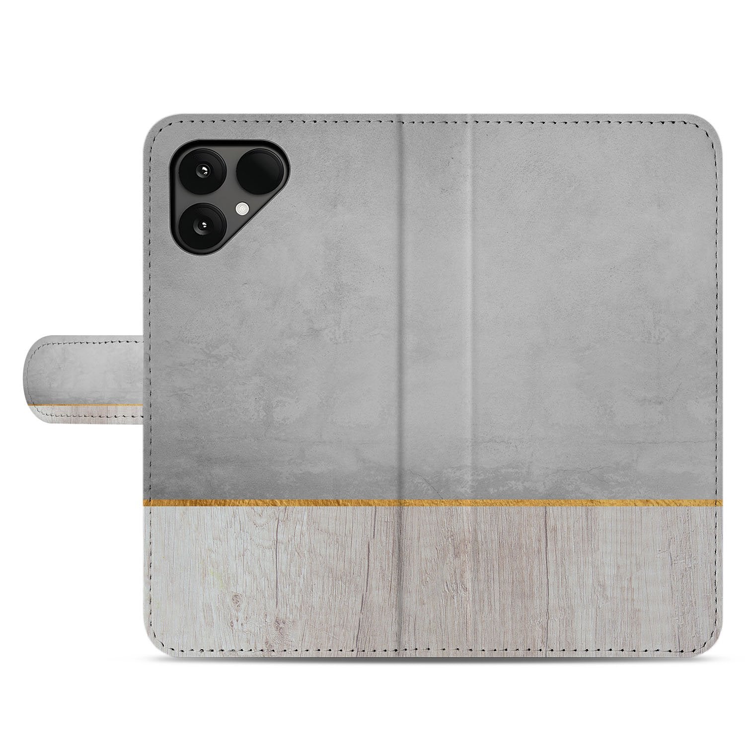 Fairphone 6 Wood Concrete Portemonnee Hoesje design naam voorzijde
