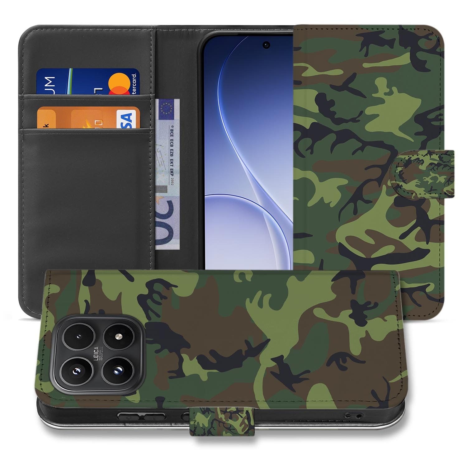 Xiaomi 17 bookcase Army Dark, voorkant met gesloten klep